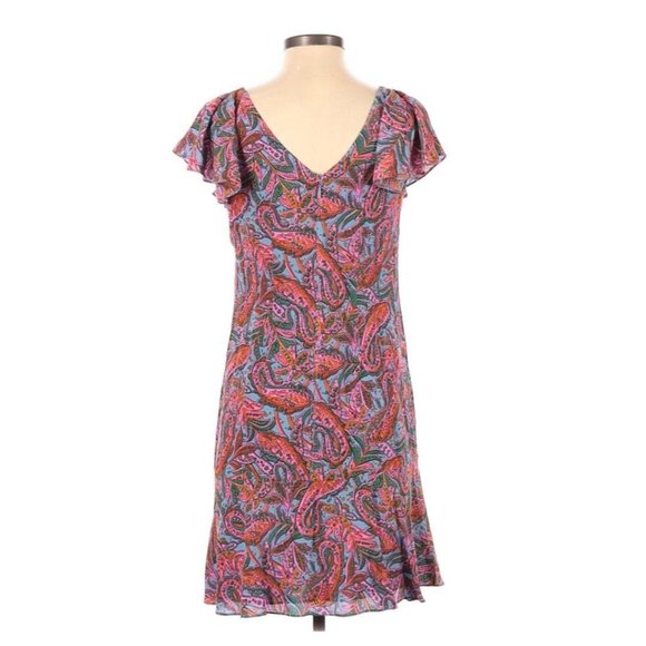 J. Crew 100% Silk Vibrant Paisley Flutter Sleeve Dress 0 Date Special Occasion - Picture 3 of 8